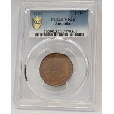 AUSTRALIA 1923 . HALF 1/2  PENNY . PCGS VF35